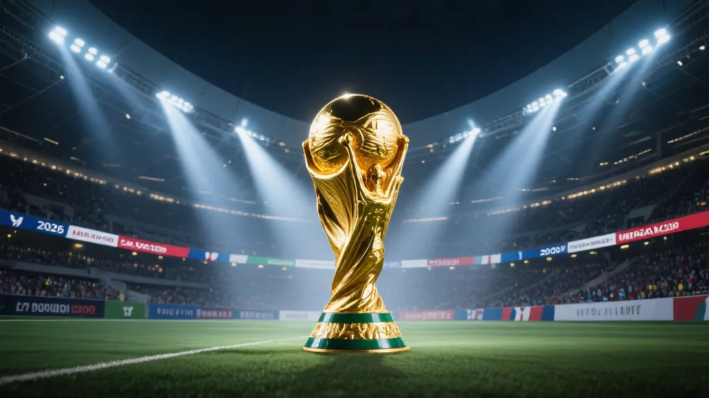 2026年美加墨世界杯,金色的大力神杯在现代体育场中央闪耀